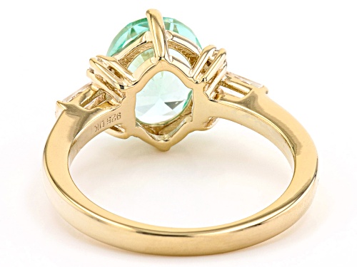 2.55ct Lab Green Spinel, .26ctw White Diamond &  Lab White Sapphire 18k Yellow Gold Over Silver Ring - Size 9