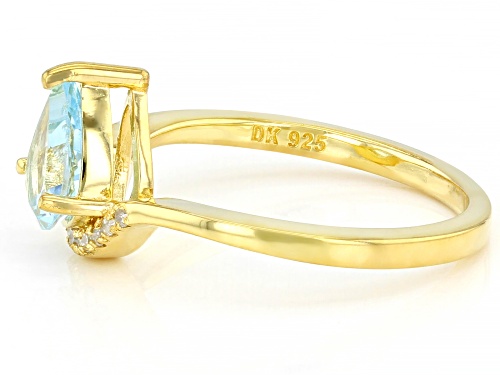 1.17ct Pear Glacier Topaz™ And 0.05ctw White Diamond Accent 18k Yellow Gold Over Silver Ring - Size 9