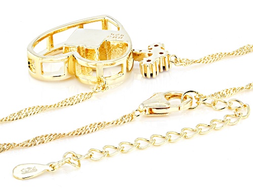 0.15ctw Tanzanite & 0.07ctw White Zircon 18k Yellow Gold Over Silver Heart & Key Pendant With Chain