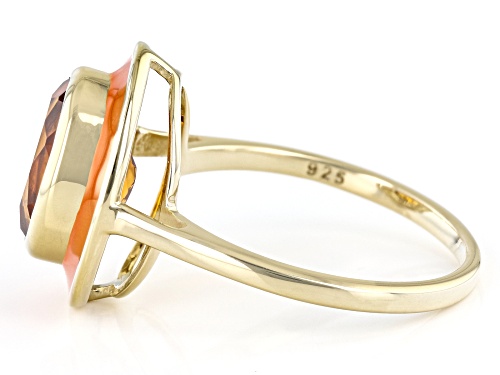 1.91ct Oval Madeira Citrine With Orange Enamel 18k Yellow Gold Over Sterling Silver Ring - Size 6