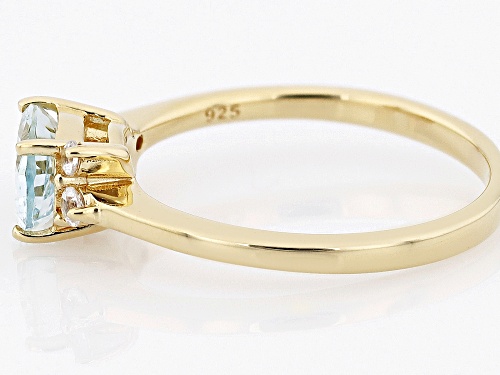 0.85ct Aquamarine With 0.15ctw White Zircon 18k Yellow Gold Over Sterling Silver Ring - Size 8