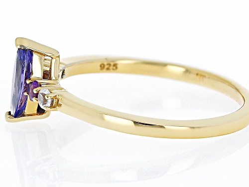 0.47ct Tanzanite with 0.05ctw Amethyst & 0.09ctw White Zircon 18k Yellow Gold Over Silver Ring - Size 10