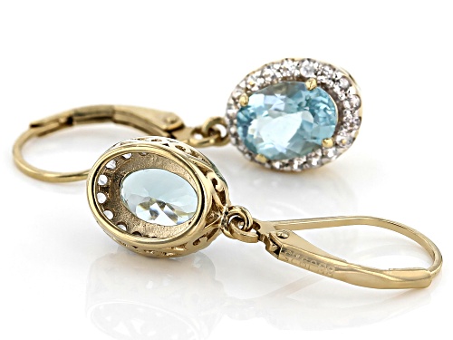 2.99ctw Blue Apatite And White Zircon 18k Gold Over Sterling Silver Earrings