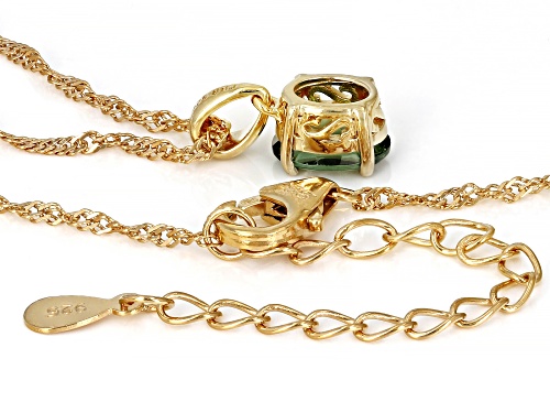 0.78ct Oval Moldavite 18k Yellow Gold Over Sterling Silver Solitaire Pendant With Chain