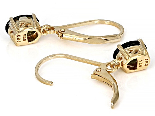1.05ctw Oval Moldavite 18k Yellow Gold Over Sterling Silver Dangle Earrings