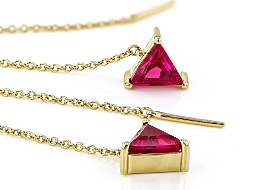 2.18ctw Lab Created Ruby 18k Yellow Gold Over Sterling Silver Threader 3.25