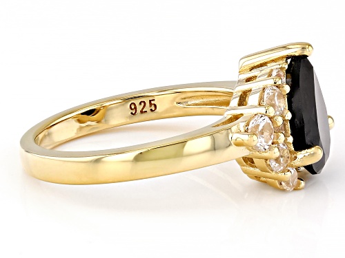 1.70ctw Black Spinel And 0.47ctw Lab White Sapphire 18k Yellow Gold Over Sterling Silver Ring - Size 6