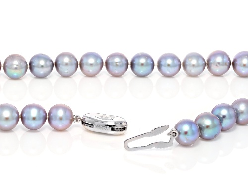 8.5mm Platinum Cultured Freshwater Pearl Rhodium Over Sterling Silver 17 Inch Strand Necklace - Size 17