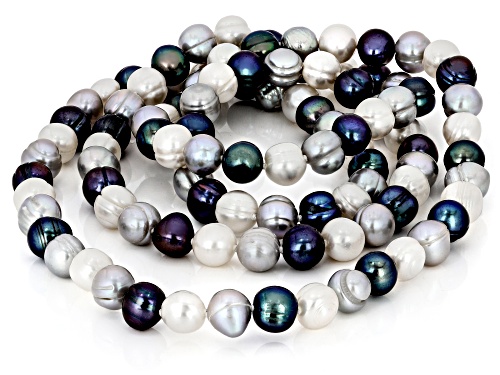 8mm Multi-Color Cultured Freshwater Pearl 34 Inch Endless Strand Necklace - Size 34