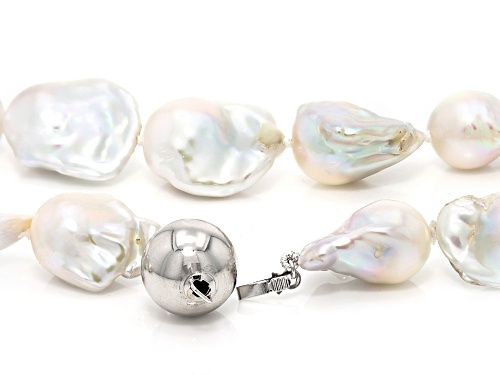 Genusis ™ 13-16mm White Cultured Freshwater Pearl Sterling Silver 18 Inch Strand Necklace - Size 18