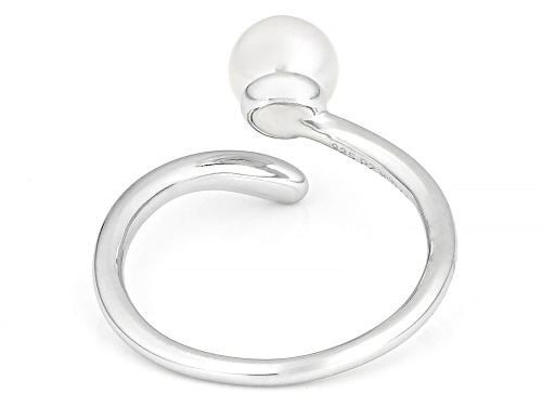 6mm White Cultured Freshwater Pearl Sterling Silver Bypass Ring - Size 9