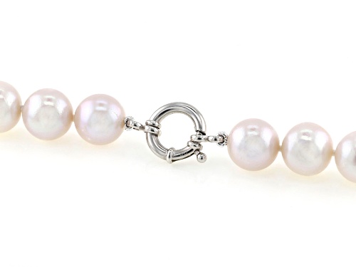 Genusis™ 10-13mm White Cultured Freshwater Pearl Rhodium Over Sterling Silver 20 Inch Strand - Size 20