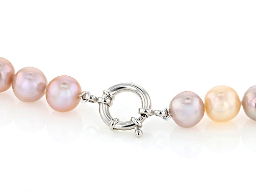 Genusis™ 10-13mm Multi-Color Cultured Freshwater Pearl Rhodium Over Sterling Silver 20 Inch Strand - Size 20