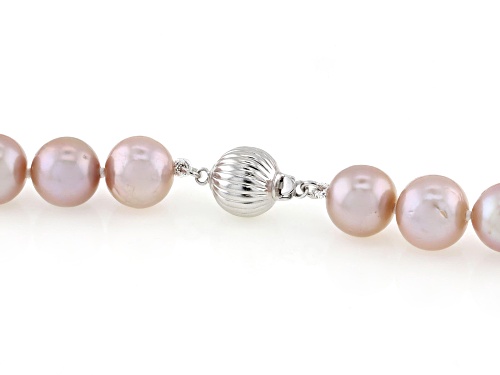 Genusis™ 9.5-12mm Pink Cultured Freshwater Pearl Rhodium Over Sterling Silver 20 Inch Strand - Size 20