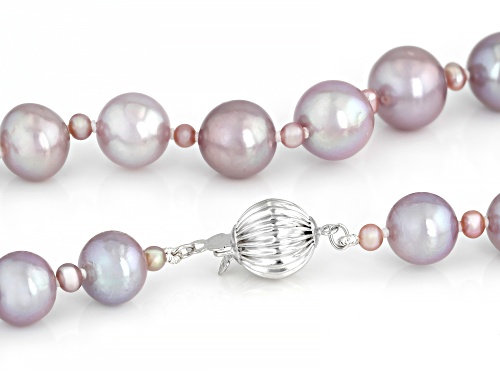 Genusis™ 3-10mm Lavender Cultured Freshwater Pearl Rhodium Over Sterling Silver 18 Inch Strand - Size 18