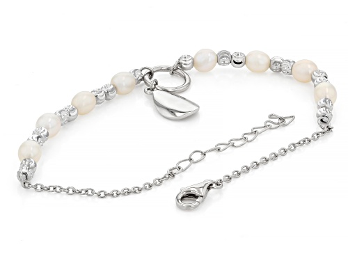4mm White Cultured Freshwater Bitsy Pearl Sterling Silver Bracelet
