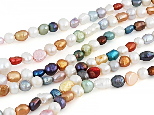 4-8mm Multi-Color Cultured Freshwater Pearl 60 Inch Endless Strand Necklace - Size 60