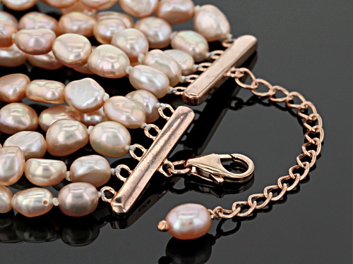 6-24mm Cultured Freshwater Pearl With Hematine 18k Rose Gold Over Silver 18