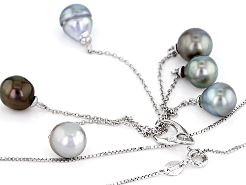 8mm Cultured Tahitian Pearl Rhodium Over Sterling Silver Pendant