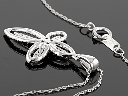 .50ctw Round White Diamond 10k White Gold Cross Pendant With An 18inch Rope Chain