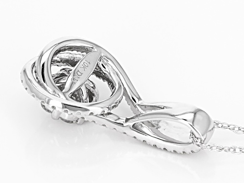 .53ctw Round White Diamond 10k White Gold Pendant With An 18inch Rope Chain