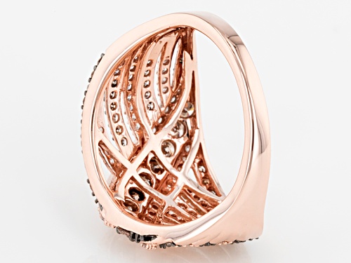 1.00ctw Round Champagne And White Diamond 10k Rose Gold Ring - Size 5