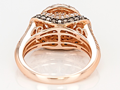1.25ctw Round Champagne And White Diamond 10k Rose Gold Ring - Size 10
