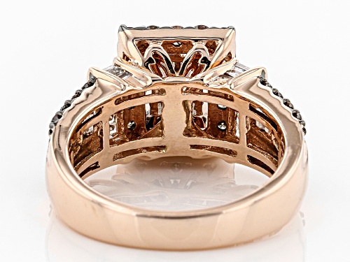 2.00ctw Round Champagne And Baguette And Princess Cut White Diamond 10k Rose Gold Ring - Size 8