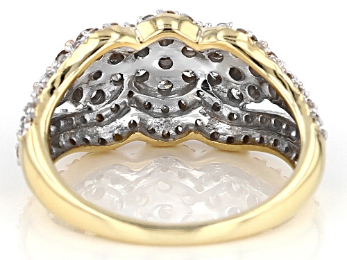 1.00ctw Round Champagne And White Diamond 10k Yellow Gold Ring - Size 8