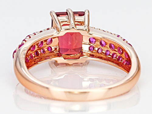 1.37CT LAB CREATED BIXBITE, 1.15CTW LAB CREATED SAPPHIRE 18K ROSE GOLD OVER SILVER RING - Size 9