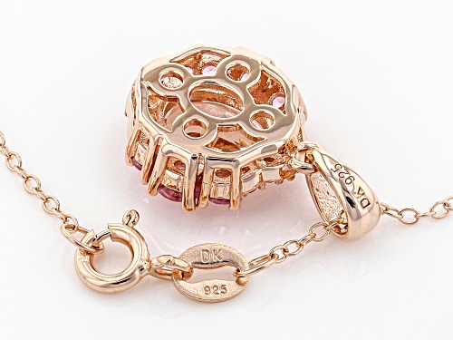 1.32CT OVAL MORGANITE & .76CTW PINK SAPPHIRE 18K ROSE GOLD OVER SILVER PENDANT W/ CHAIN