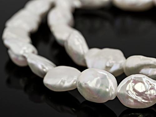 12-14mm Baroque Cultured Freshwater Pearl Rhodium Over Silver Necklace With Two Stretch Bracelet Set
