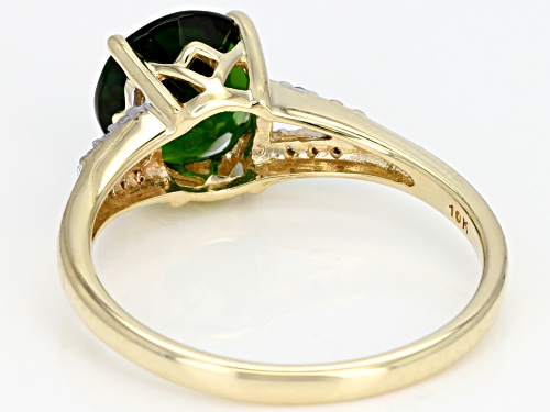 1.82ct Round Russian Chrome Diopside With .05ctw Round White Diamond Accent 10k Yellow Gold Ring - Size 8