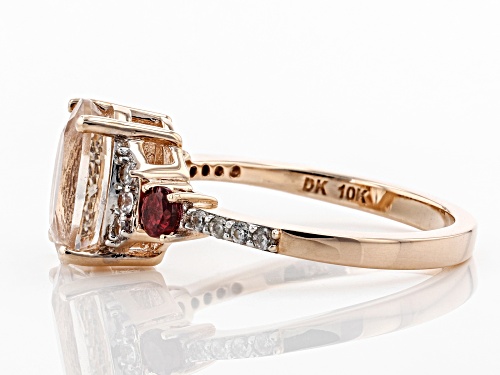 2.10ctw Oval Cor-De-Rosa Morganite™,.24ctw Peach Spinel, And .27ctw White Zircon 10k Rose Gold Ring - Size 8