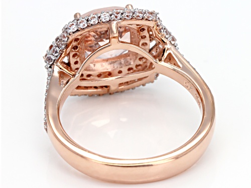 2.05ct Square Cushion Cor-De-Rosa Morganite™ With 1.25ctw Round White Zircon 10k Rose Gold Ring - Size 8