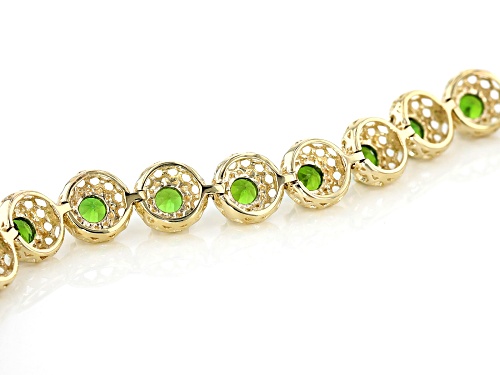 5.12ctw Round Russian Chrome Diopside 10k Yellow Gold Halo Bracelet - Size 7.25
