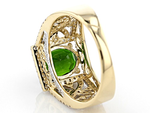 1.85ct Oval Russian Chrome Diopside With 1.06ctw Round White Zircon 10k Yellow Gold Ring - Size 8