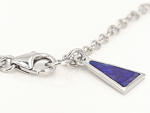 41x13mm And 11x6mm Triangle Lapis Lazuli Sterling Silver Necklace - Size 24