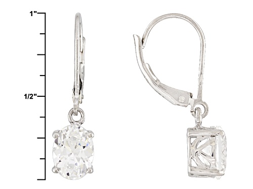 3.40ctw Oval Lab Created White Yag Solitaire Sterling Silver Dangle Earrings