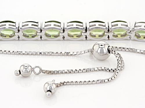 6.37ctw Oval Green Apatite Sterling Silver Sliding Adjustable Bracelet - Size 8