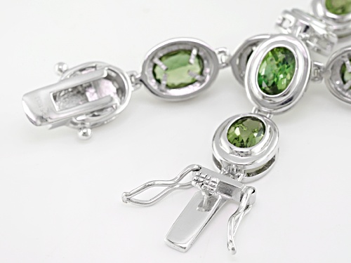 9.95ctw Oval Green Apatite Sterling Silver Bracelet - Size 8