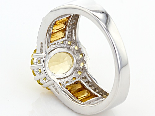 1.20ct Oval Yellow Beryl With 1.29ctw Citrine, Yellow Sapphire And White Zircon Sterling Silver Ring - Size 11