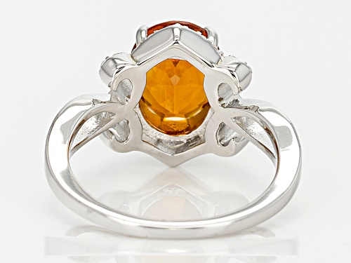 1.70ct Oval Brazilian Madeira Citrine With .13ctw Round White Zircon Sterling Silver Ring - Size 8
