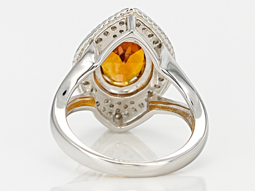 1.70ct Oval Brazilian Madeira Citrine With .40ctw Round White Zircon Sterling Silver Ring - Size 10