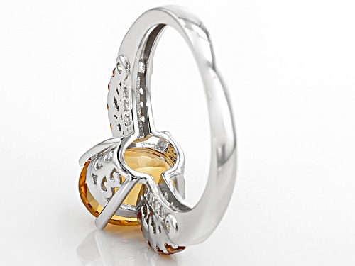 2.49ctw Oval And Round Madeira Citrine With .21ctw Round White Zircon Sterling Silver Ring - Size 8
