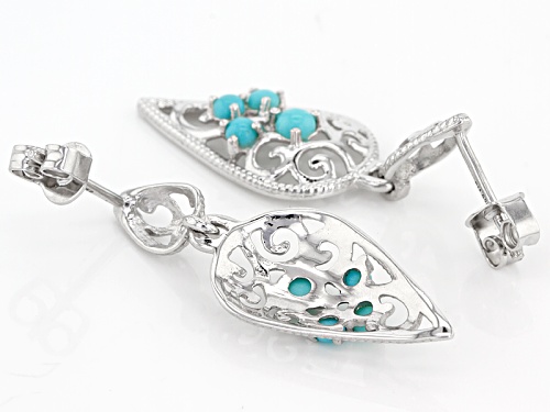 Round Cabochon Sleeping Beauty Turquoise Rhodium Over Sterling Silver Earrings