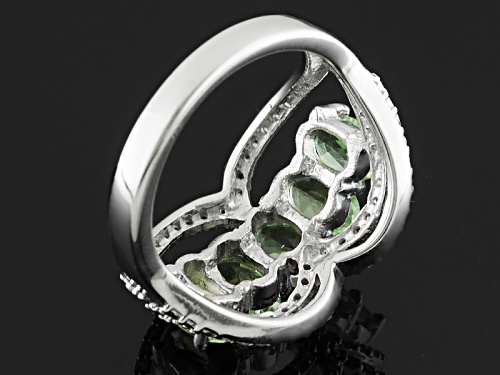 1.70ctw Oval Brazilian Amblygonite With .32ctw Round White Zircon Sterling Silver Ring - Size 8