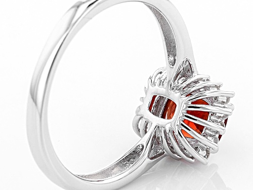 .59ct Square Cushion Red Labradorite With .85ctw Round White Zircon Sterling Silver Ring - Size 8