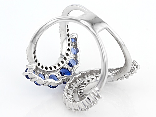 1.06ctw Round Nepalese Kyanite With 1.10ctw Round White Zircon Sterling Silver Ring - Size 7