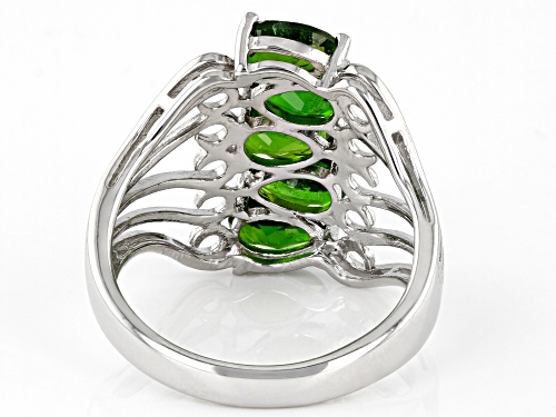 1.91ctw Pear Shape Chrome Diopside Rhodium Over Sterling Silver Ring - Size 6